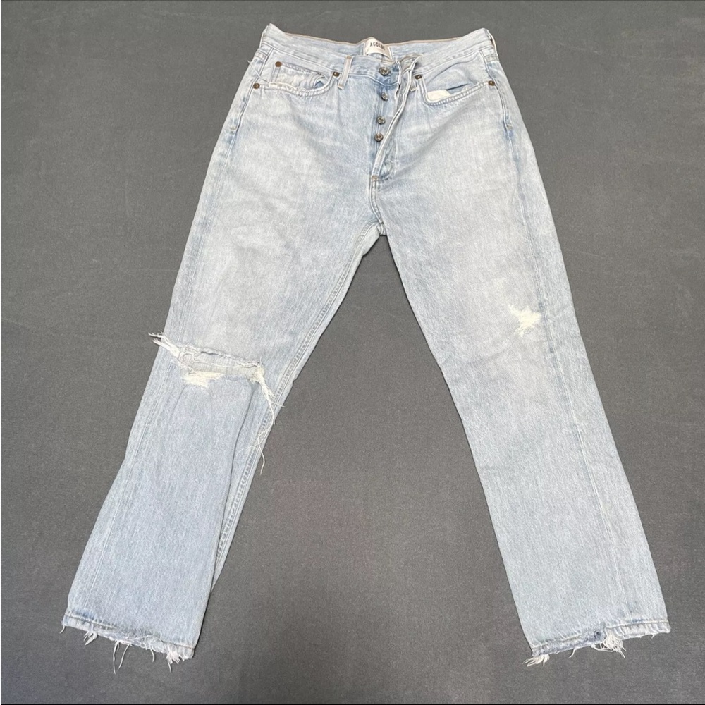 AGOLDE Denim RileyJeans 
Straight Crop Size 29 Button Fly Light Blue